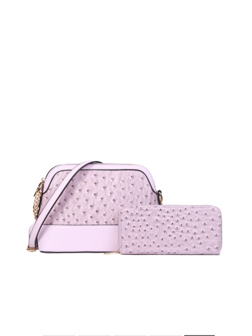 Elegant Lavender Ostrich-Embossed Cross-Body